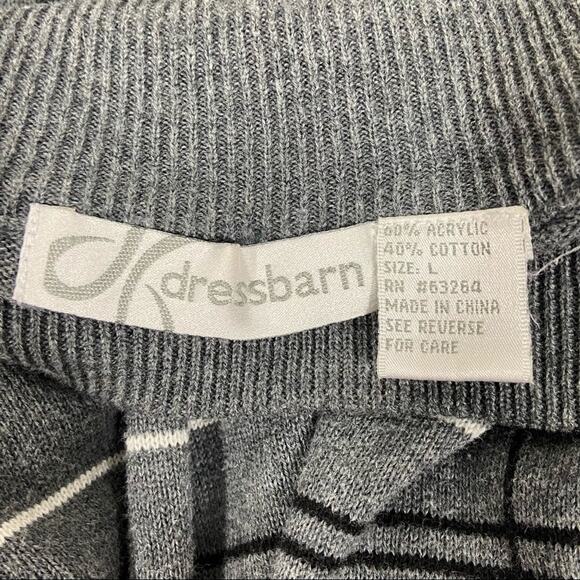 Vintage Y2K Dressbarn Large Gray & White Plaid Stripe Mockneck Sweater - Picture 9 of 11